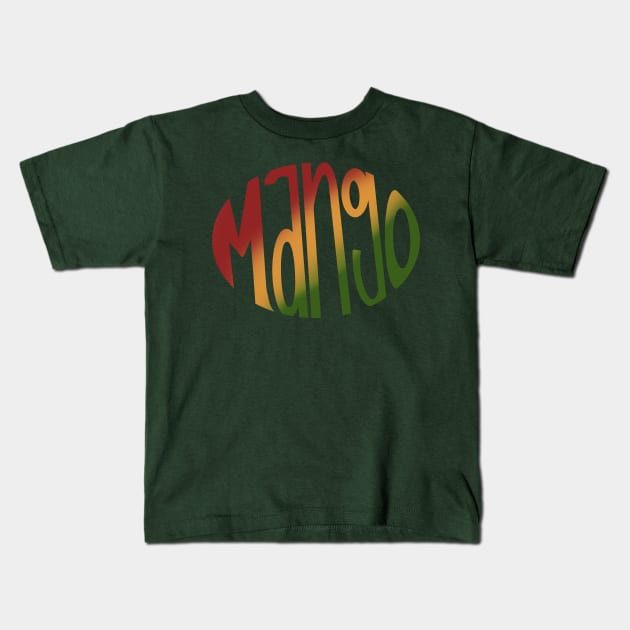 Mango Vibrant Rasta Color Word Art Kids T-Shirt by Roommates